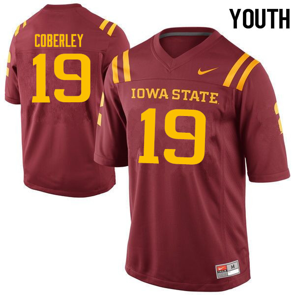 Iowa State Cyclones Youth #19 Beau Coberley Nike NCAA Authentic Cardinal College Stitched Football Jersey VX42H13CF
